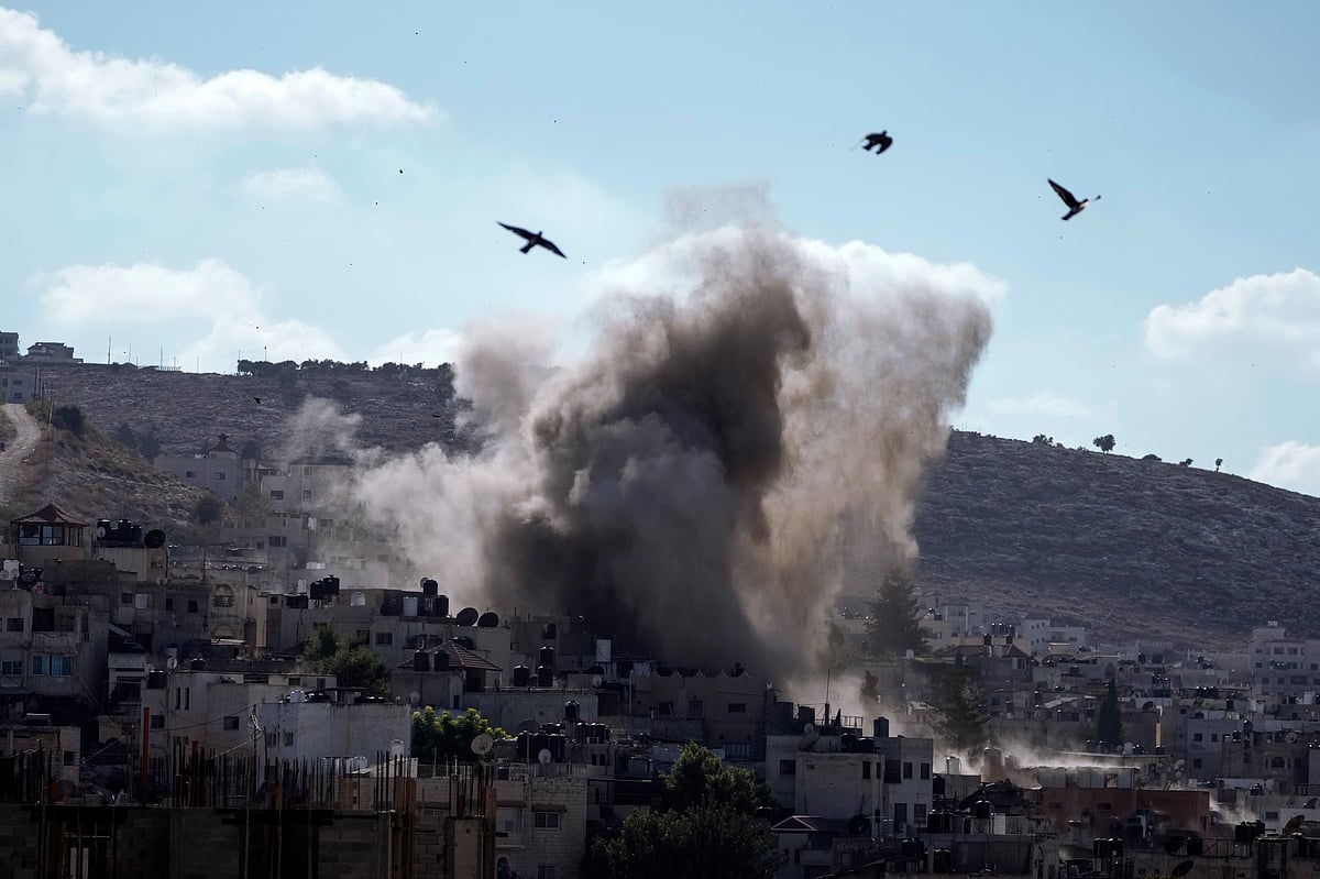 AP : An explosion is seen during an Israeli military operation in the West Bank city of Jenin, Thursday, Sept. 5, 2024. 